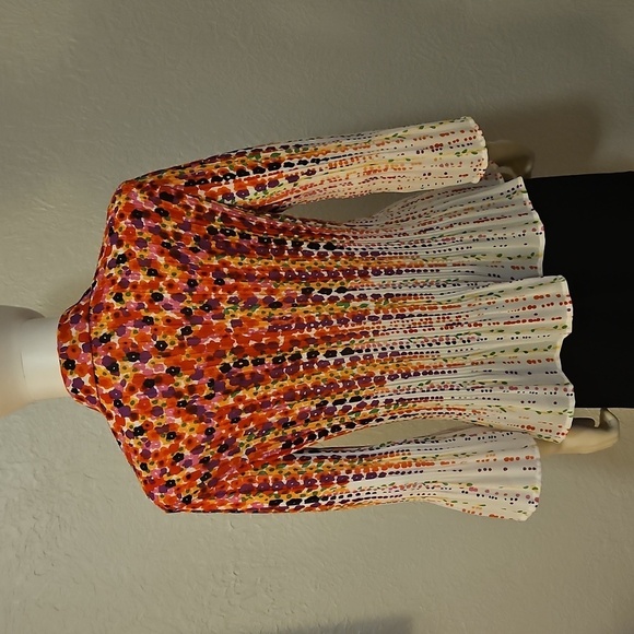 Vtg NEW YORK CITY Design Colorful Floral Rainbow Button Down Chiffon Shirt - Picture 6 of 7